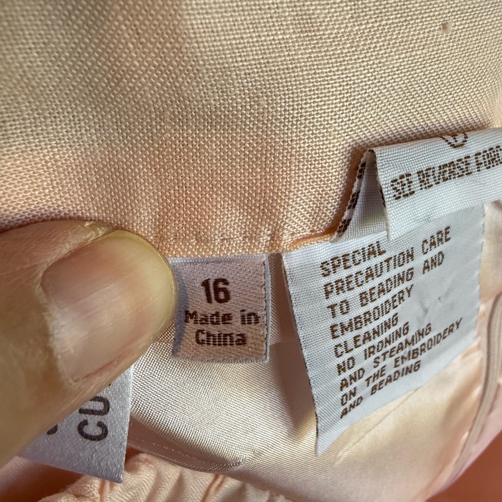 Midi A-line Skirt, 100 % Linen, Vintage Style Modest Embroidered Size 16 - Picture 4 of 11